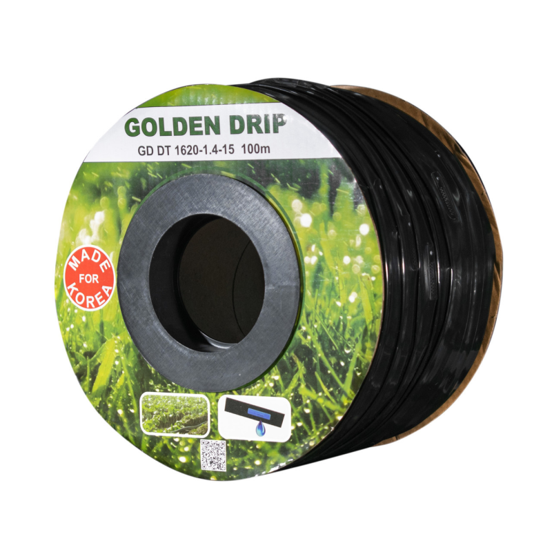 Стрічка крапельна 8 mil крок 20 см бухта 100 метрів емітерна GOLDEN DRIP