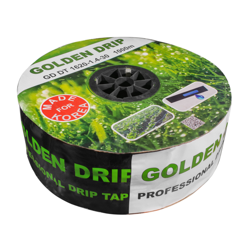 Крапельна стрічка 8 mil крок 10 см бухта 1000 метрів емітерна GOLDEN DRIP